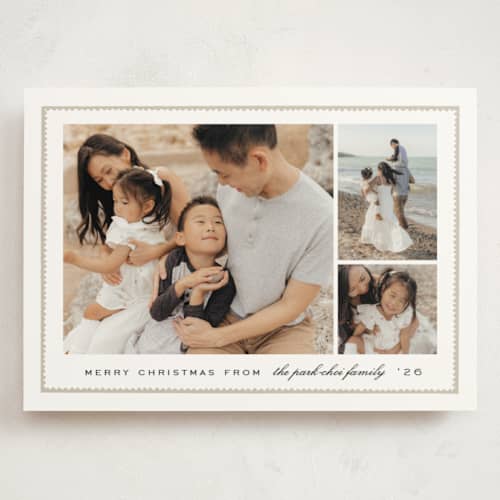 This is a snow holiday photo cards with standard by Amy Kross called sealed printing on signature in grand