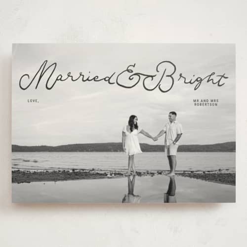This is a moon rock holiday photo cards with standard by Abbigail Lim called married & bright printing on signature in grand