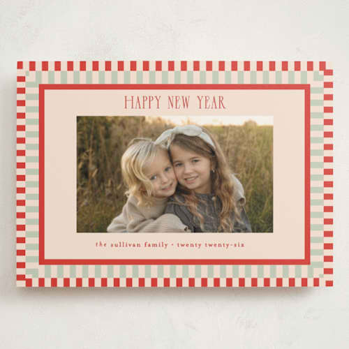 This is a tomato holiday photo cards with standard by Julie Murray called modern plaid printing on signature in grand