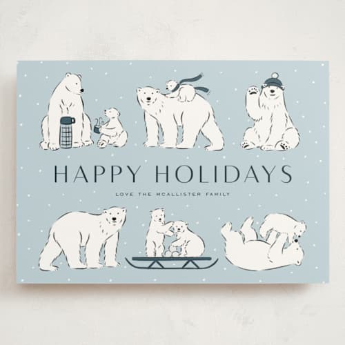 This is a glacier holiday photo cards with standard by Lauren Jinhee called polar parade printing on signature in grand