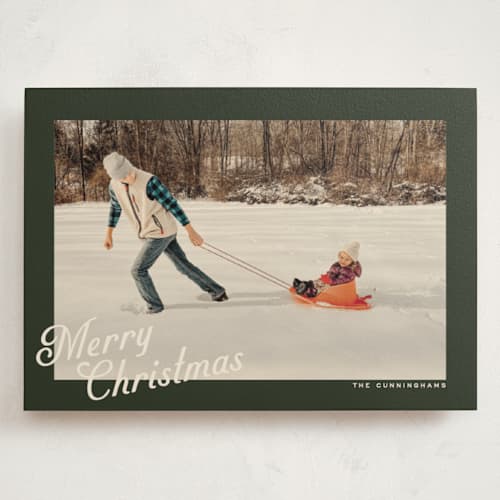 This is a evergreen holiday photo cards with standard by Ekko Studio called vintage postcard printing on signature in grand