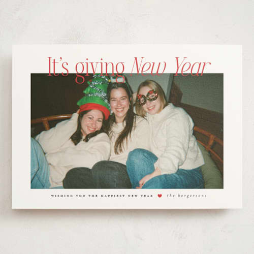 This is a cardinal holiday photo cards with standard by Itsy Belle Studio called it's giving christmas printing on signature in grand