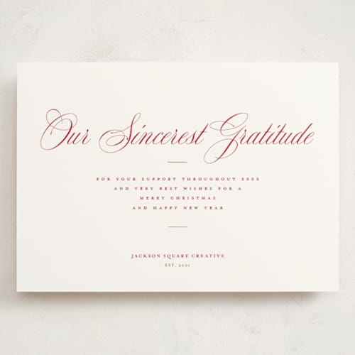 This is a santa suit holiday photo cards with standard by Blustery August called milano printing on signature in grand