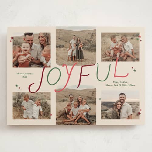 This is a chai holiday photo cards with standard by Owl and Toad called starry collage printing on signature in grand