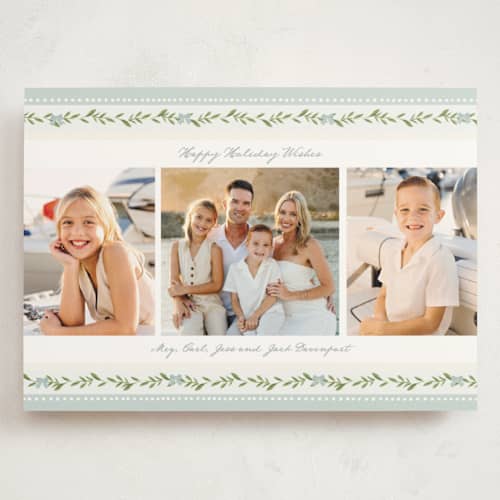 This is a coastal holiday photo cards with standard by Susan Moyal called holiday bows printing on signature in grand