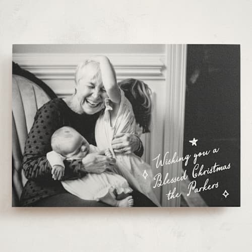 This is a snow holiday photo cards with standard by Adelyn T. called starry sketch printing on signature in grand