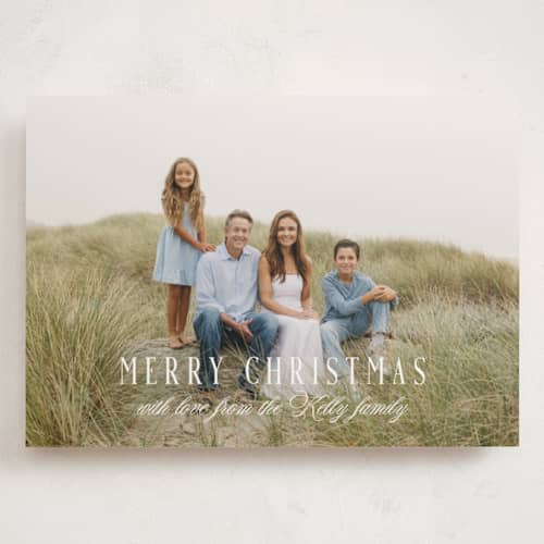This is a snow holiday photo cards with standard by Laura Hankins called augusta printing on signature in grand