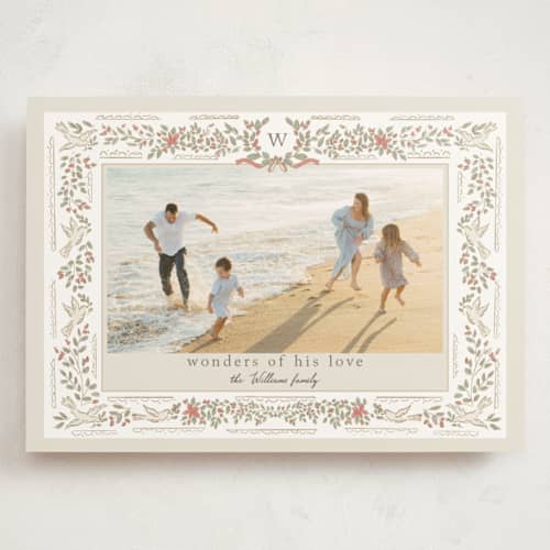 This is a ivory holiday photo cards with standard by Petra Kern called florentina printing on signature in grand