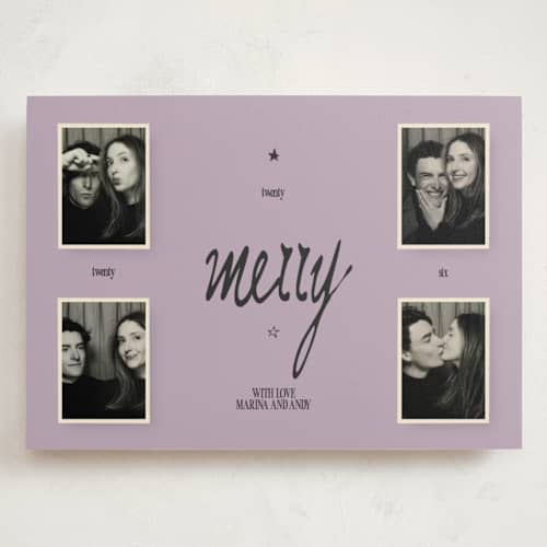 This is a lily holiday photo cards with standard by Bailamor Design by CM called merry printing on signature in grand