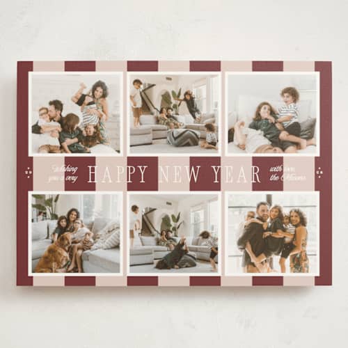 This is a cranberry holiday photo cards with standard by Blustery August called apple cider printing on signature in grand