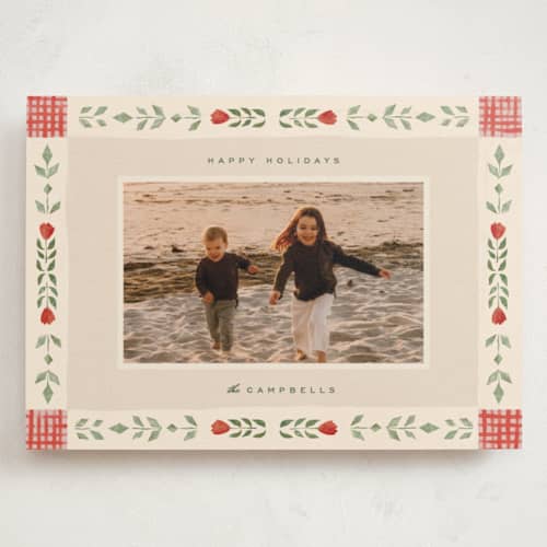 This is a holly berry holiday photo cards with standard by Julie Murray called whimsy frame printing on signature in grand