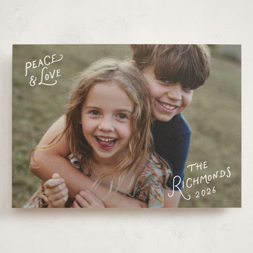 This is a frost holiday photo cards with standard by Hooray Creative called whimsical type printing on signature in grand