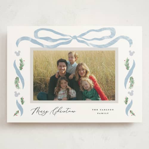 This is a iceberg holiday photo cards with standard by Pixel and Hank called disney's mickey bough border printing on signature in grand