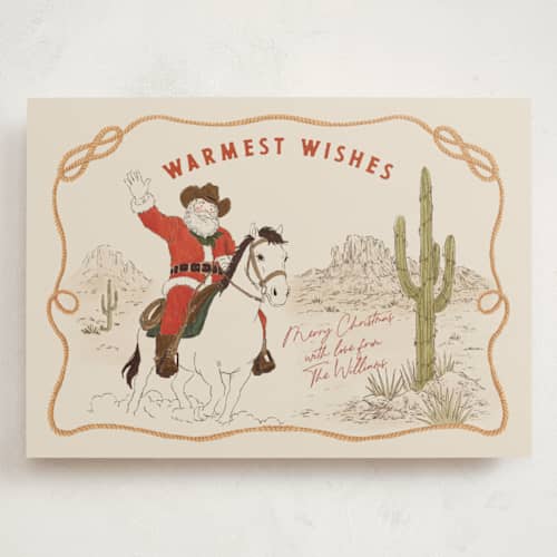 This is a sand holiday photo cards with standard by Elly called howdy printing on signature in grand