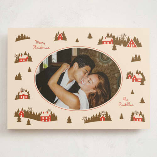 This is a fruitcake holiday photo cards with standard by Ekko Studio called vintage village printing on signature in grand