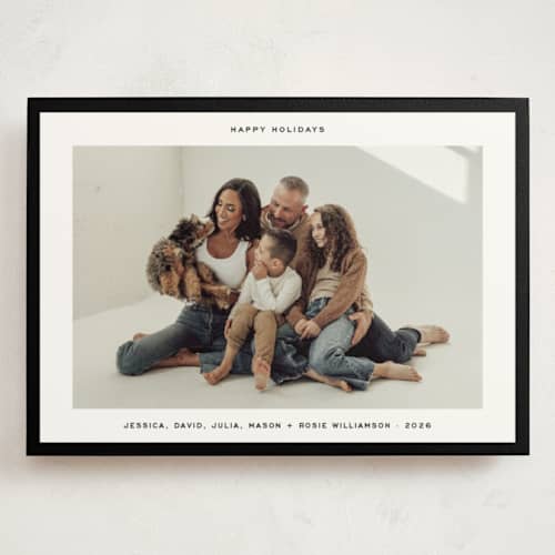 This is a charcoal holiday photo cards with standard by JoAnn Jinks called modern border printing on signature in grand