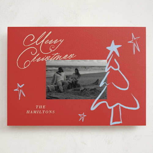 This is a holly berry holiday photo cards with standard by Vera Lim called the tree printing on signature in grand