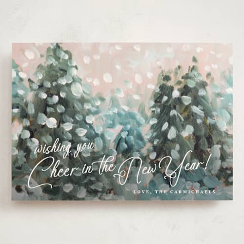 This is a snow holiday photo cards with standard by Lindsay Megahed called wonderful time printing on signature in grand