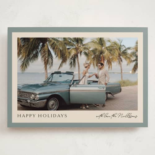 This is a pool holiday photo cards with standard by Chris Griffith called holiday band printing on signature in grand