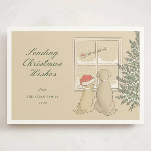 This is a eggnog holiday photo cards with standard by Paola Benenati called waiting for santa printing on signature in grand