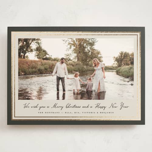 This is a olive foil stamped holiday cards with foil pressed by Petra Kern called oasis printing on signature in grand