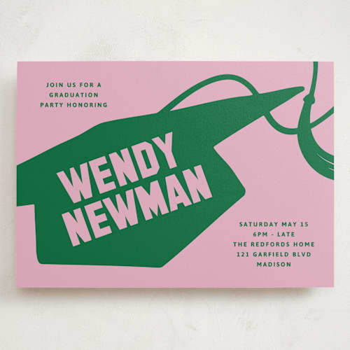 This is a roses graduation invitations with standard by Inkblot Design called capped printing on signature in grand