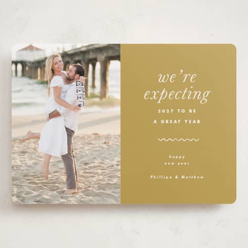 This is a sunshine babys first christmas with standard by Corinne Malesic called expecting printing on recycled smooth signature in grand