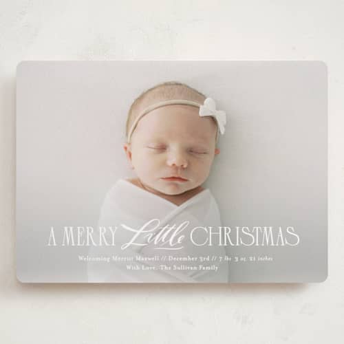 This is a snowflake babys first christmas with standard by Julie Murray called new little one printing on recycled smooth signature in grand