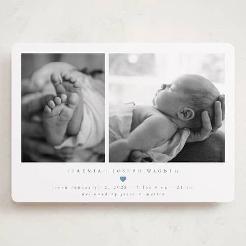 This is a sky grand birth announcements with standard by Emily Sabol Goss called effortless printing on recycled smooth signature in grand