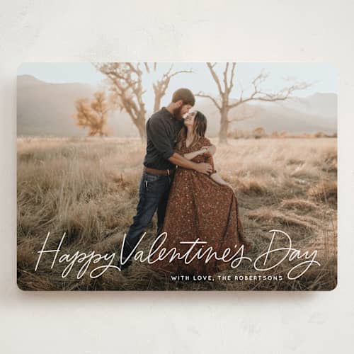 This is a cotton valentines day with standard by Kristen Magee called scripty happy valentine's printing on recycled smooth signature in grand