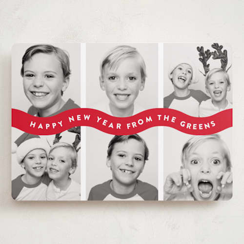 This is a santa suit holiday photo cards with standard by Up Up Creative called bouncy printing on recycled smooth signature in grand