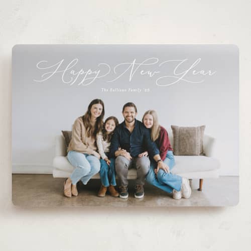 This is a frost holiday photo cards with standard by Erica Krystek called charming script printing on recycled smooth signature in grand