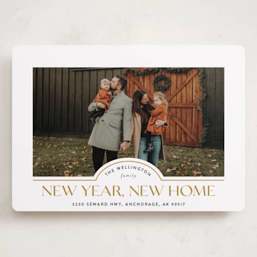 This is a caramel holiday photo cards with standard by Iveta Angelova called new home printing on recycled smooth signature in grand