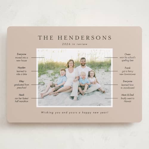 This is a ginger holiday photo cards with standard by Kristen Knechtel called our year in review printing on recycled smooth signature in grand