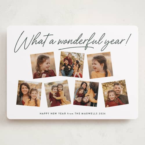 This is a pine holiday photo cards with standard by Kacey Kendrick Wagner called wonderful year printing on recycled smooth signature in grand