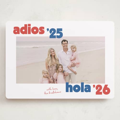 This is a azure holiday photo cards with standard by Megan Davis called adios printing on recycled smooth signature in grand