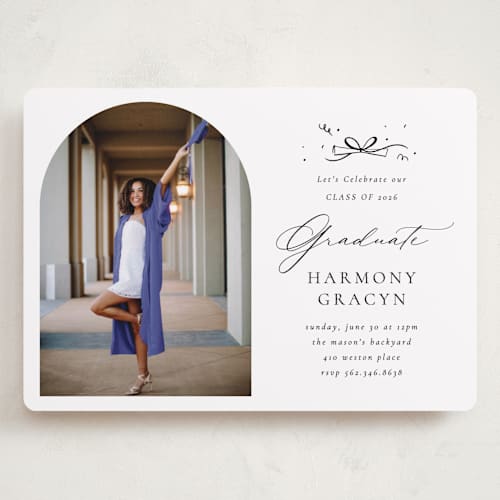This is a quartz graduation invitations with standard by Becky Nimoy called arch photo printing on recycled smooth signature in grand