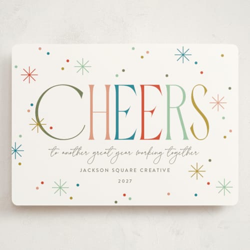 This is a confetti holiday photo cards with standard by Robert and Stella called cheers to you! printing on signature in grand