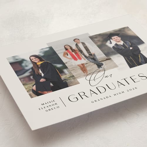 This is a clay graduation announcements with standard by Olivia Raufman called our grads printing on recycled smooth signature in petite
