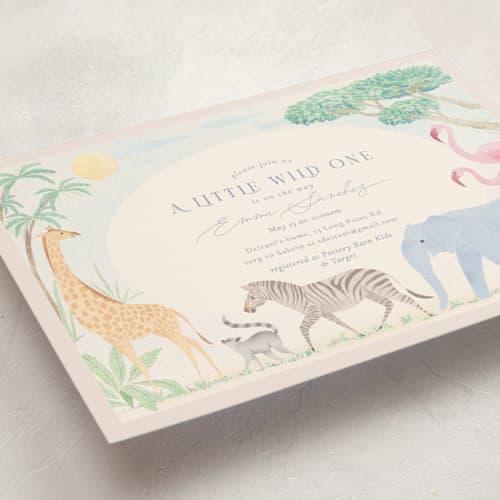This is a sky blue baby shower postcards with standard by Sabrin Deirani called africa printing on signature in postcard