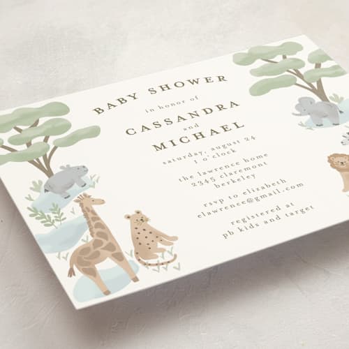 This is a air baby shower postcards with standard by Jennifer Holbrook called little animal world printing on signature in postcard