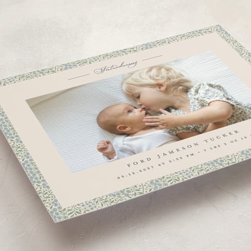 This is a meadow petite birth announcements with standard by Erica Krystek called parisienne printing on signature in petite