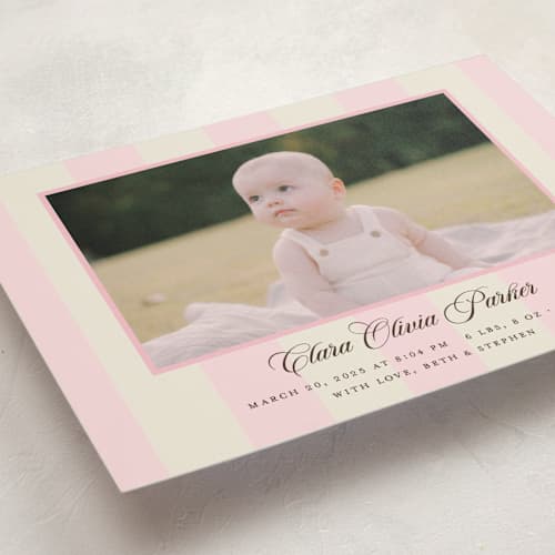 This is a fragola petite birth announcements with standard by Megan Davis called gelato printing on signature in petite