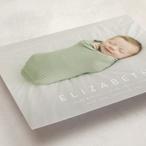 This is a sugar birth announcement postcards with standard by Juneau Designs called sweet love printing on signature in postcard