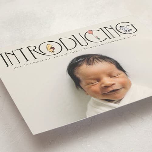 This is a ink birth announcement postcards with standard by Heather Schertzer called silly old bear printing on signature in postcard
