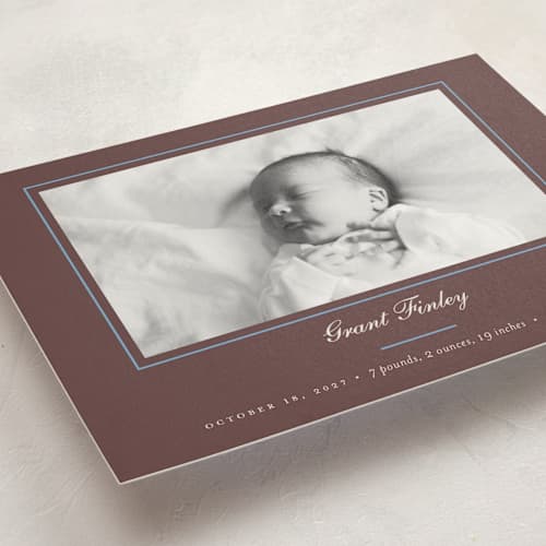 This is a teddy bear birth announcement postcards with standard by Alston Foster called peanut printing on signature in postcard