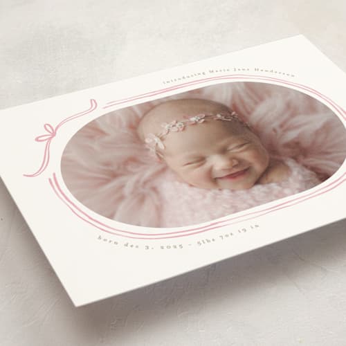 This is a gumdrop birth announcement postcards with standard by Creo Study called bundle of joy printing on signature in postcard