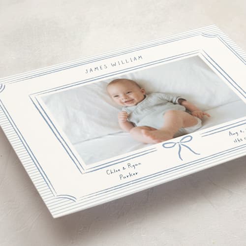 This is a sea birth announcement postcards with standard by Elly called a little dream printing on signature in postcard