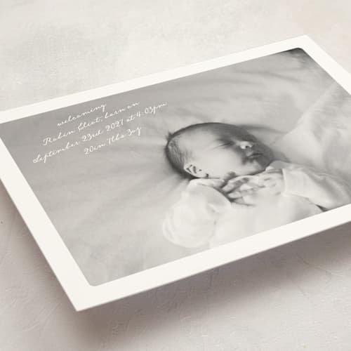 This is a january birth announcement postcards with standard by Claudia Orengo called love voucher printing on signature in postcard