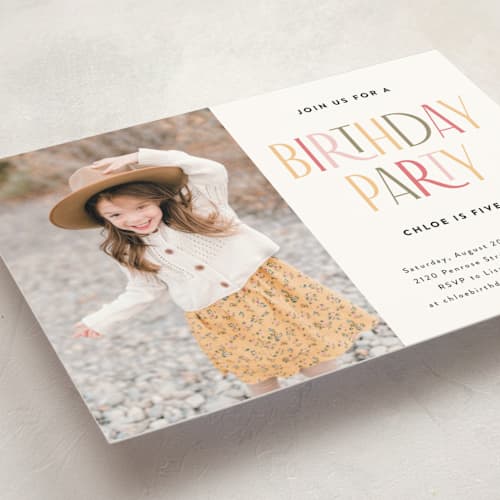 This is a candy kids birthday invitations with standard by Iveta Angelova called happy birthday printing on signature in postcard